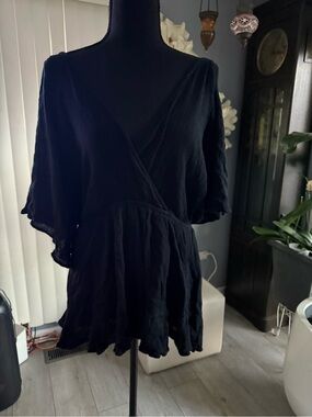 Black Wrap-Style Women's Romper